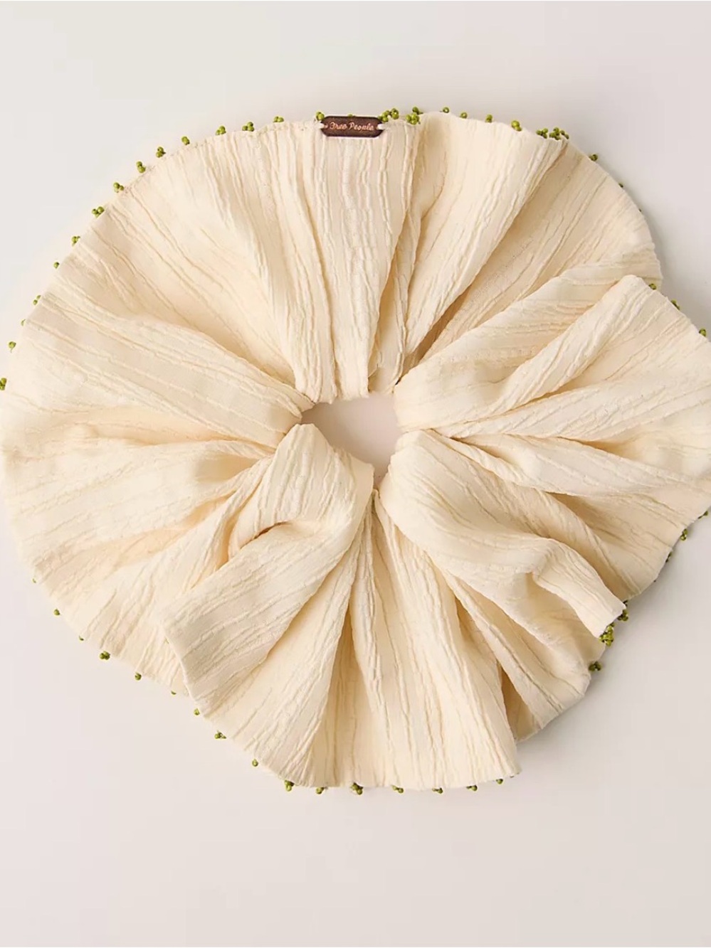 Free People Calypso Beaded Trim Scrunchie. NWT. Cream